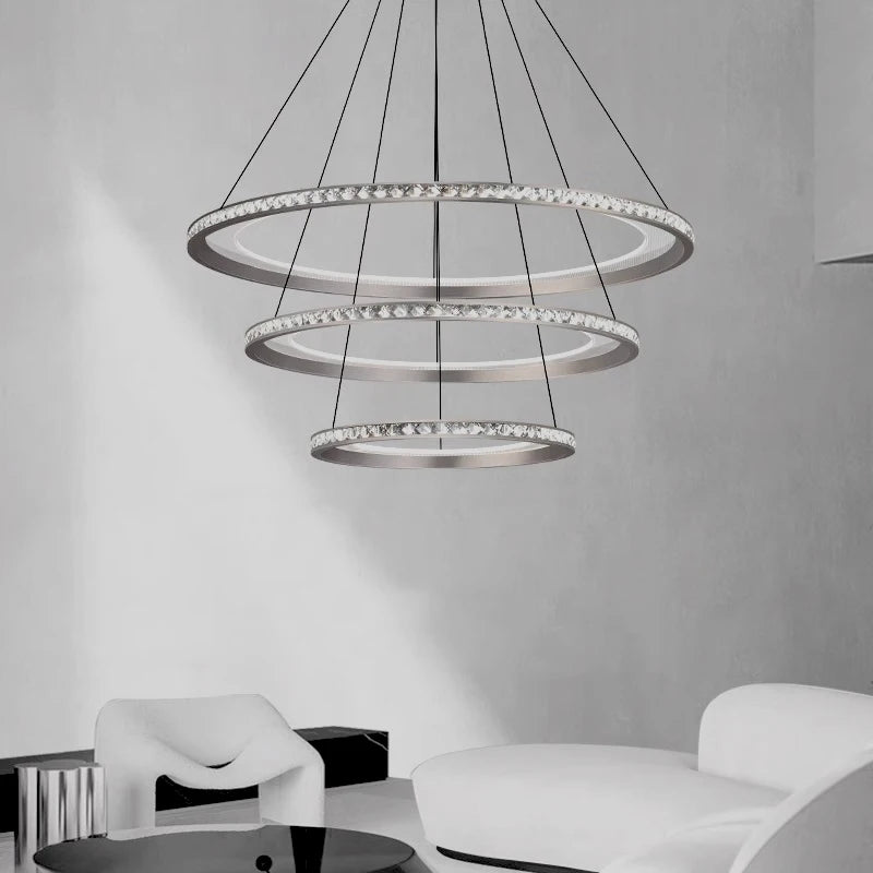 lustre moderne en suspension avec éclairage led intérieur