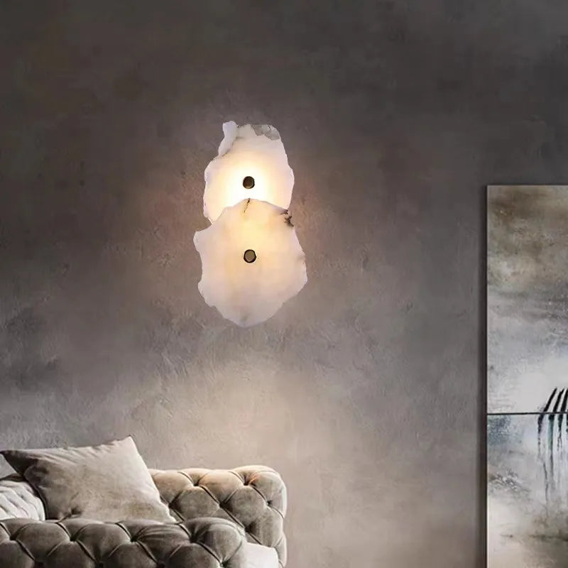 Applique murale moderne en laiton LED longue lampe en marbre naturel de luxe éclairage applique chambre salon salle à manger couloir lumière