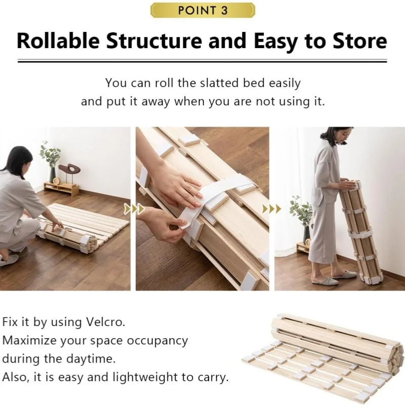 lit à lattes en bois style japonais pour futon et matelas tatami