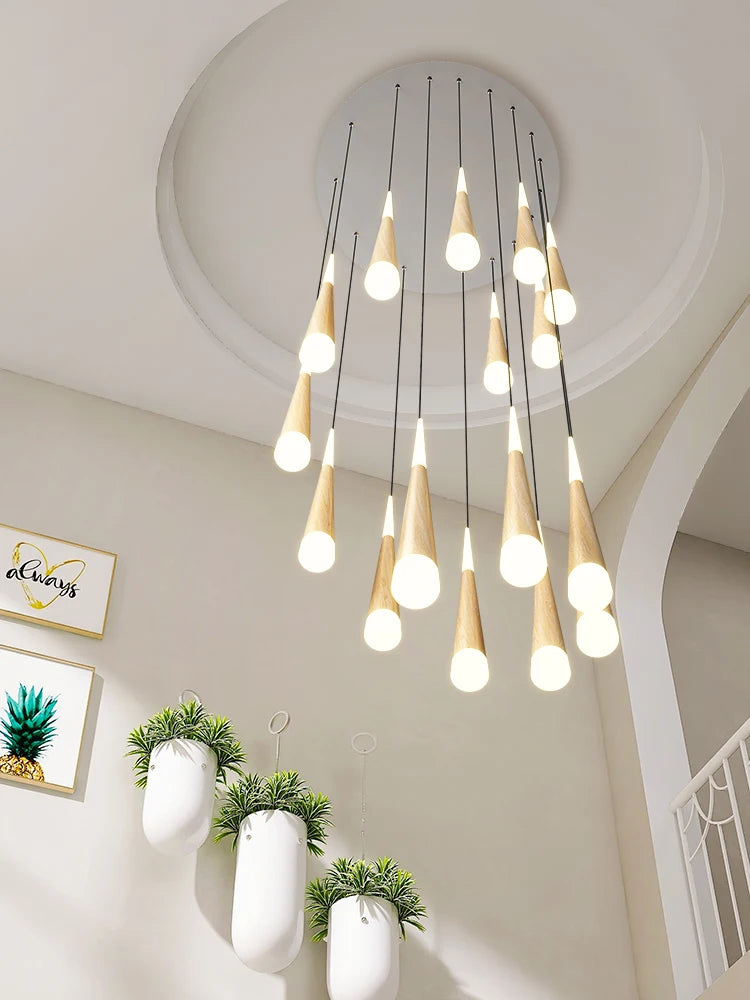 suspension led moderne pour escalier duplex nordique
