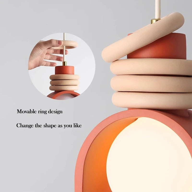 lustre led moderne en résine style nordique minimaliste