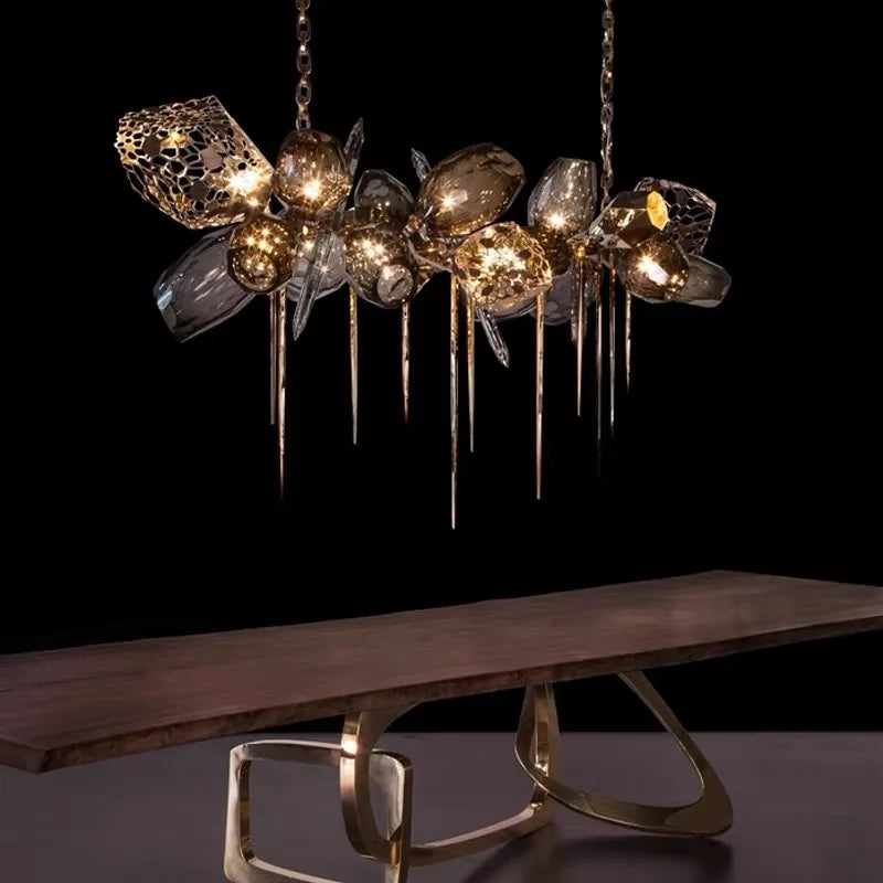 lustre en verre nordique de luxe en cristal moderne