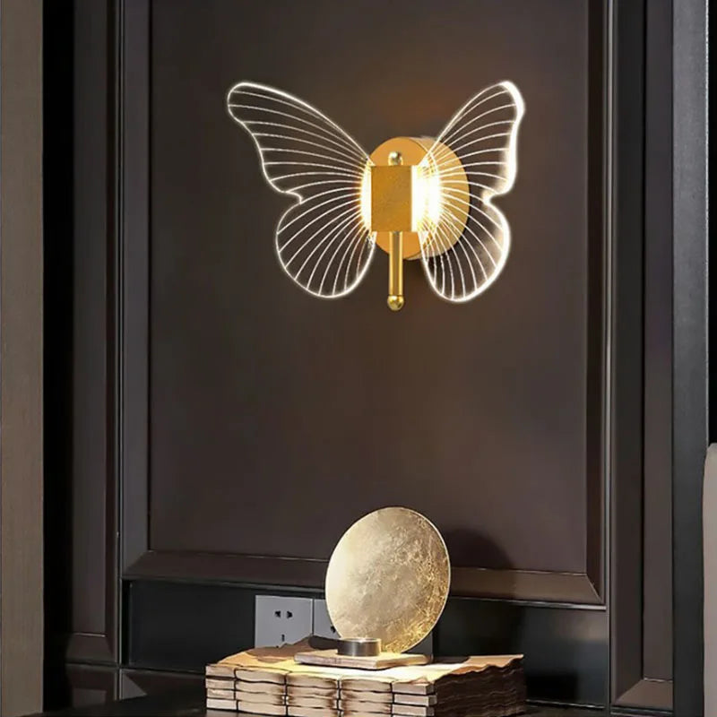 applique murale LED papillon intérieur nordique style cuivre