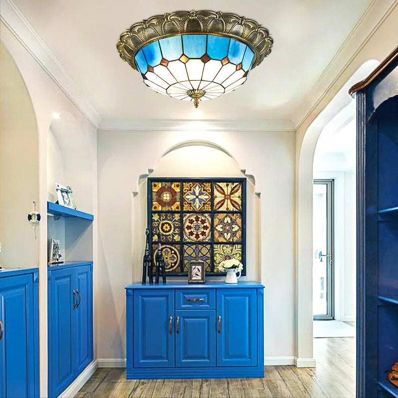 plafonnier led vitrail classique pour éclairage intérieur décoratif