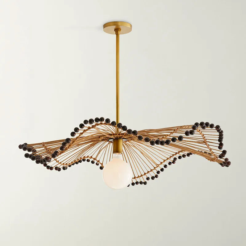 Suspension design en rotin style chinois apaisant