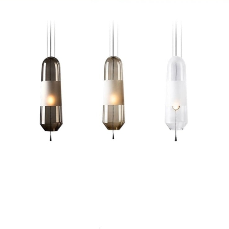 Suspension design LED avec abat-jour en verre Favia