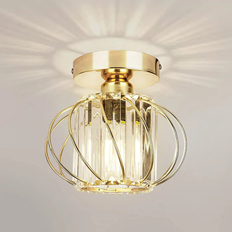 plafonnier moderne en cristal avec éclairage industriel led