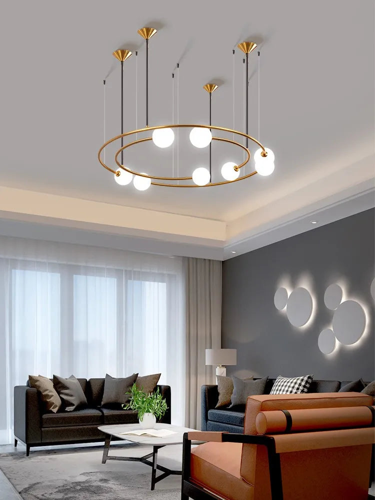 lustre moderne créatif orbite planète en verre led décoration café