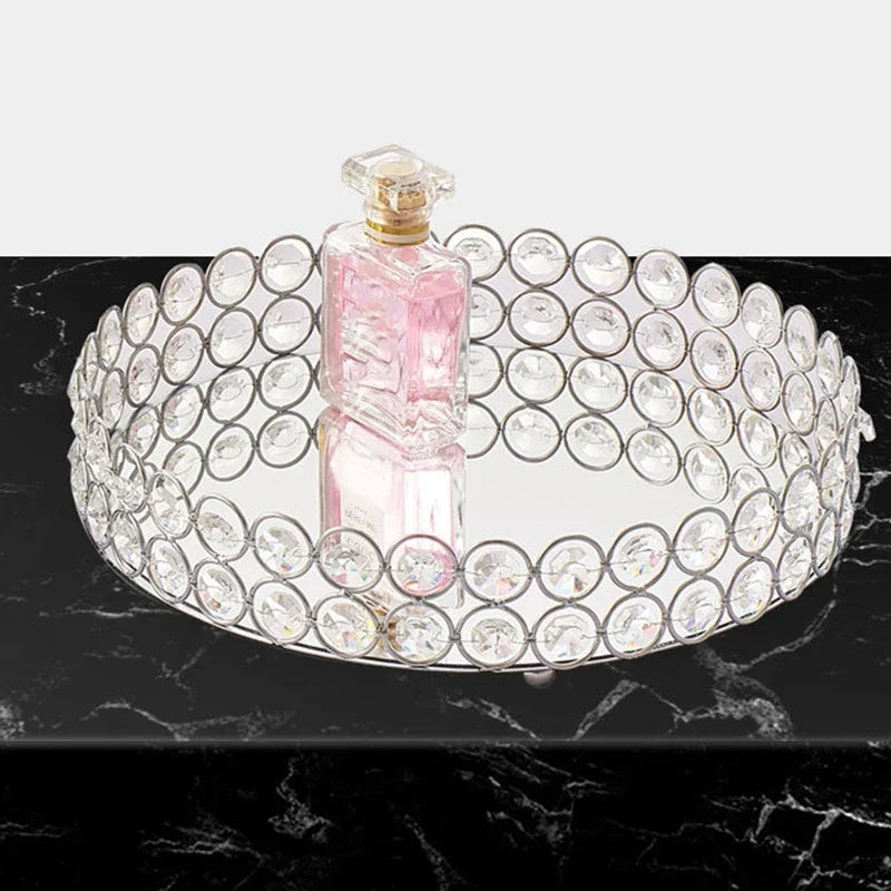 plateau rond en verre pour rangement et décoration