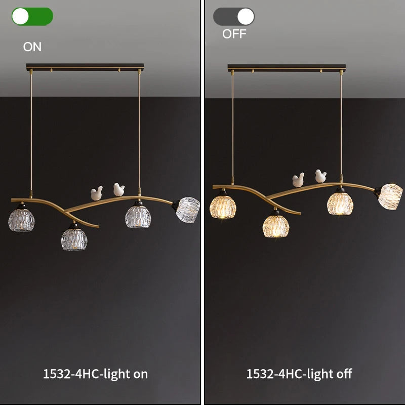 lustre led oiseau créatif en cuivre pour maison et restaurant