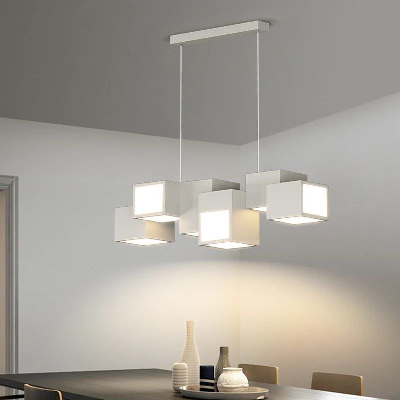 lustre minimaliste post-moderne de luxe avec lampes led géométriques