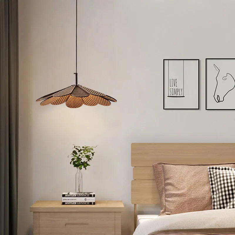 suspension en bois coréen forme de pétale pour intérieur élégant