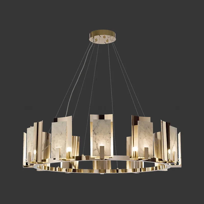 Suspension design luxe led marbre naturel