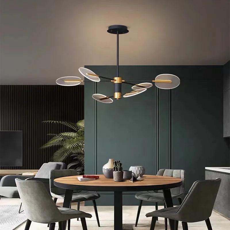 lustre nordique en fer avec led rotative créative