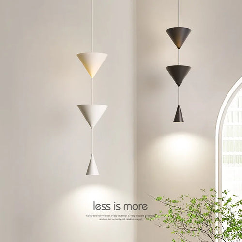 Suspension Moderne Minimaliste Designer Art Sablier LED Lecture Noir Blanc Chevet Salon Chambre Décoration