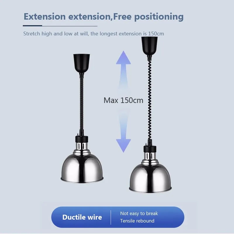 Suspension industrielle LED rétractable pour chauffage des aliments