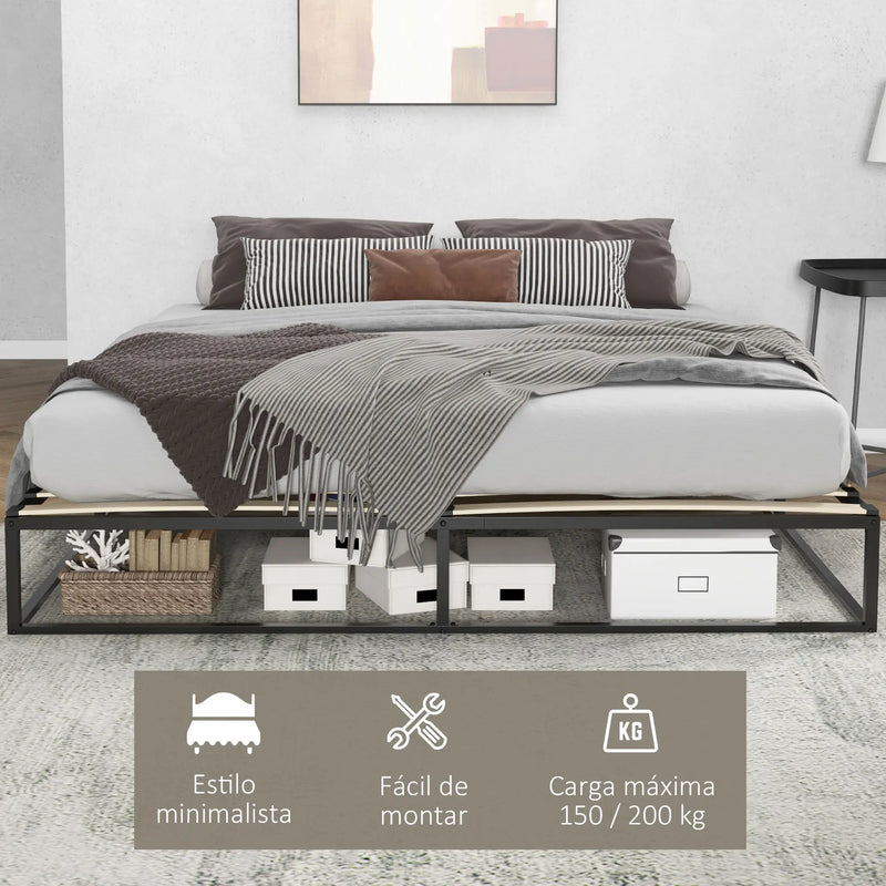 cadre de lit en acier pour matelas 180x200 robuste et moderne