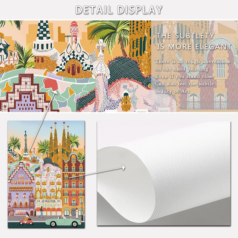 peinture artistique rétro de ville côtière avec navire