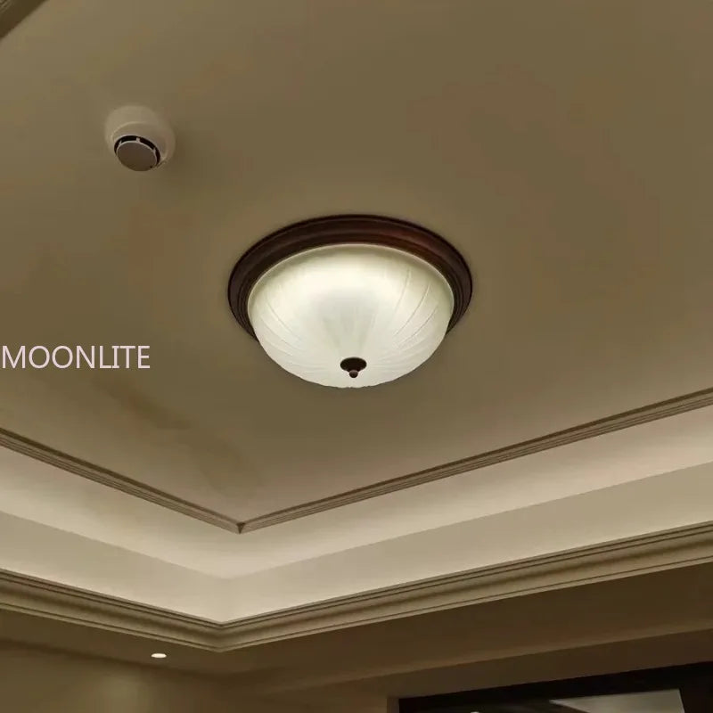 Plafonnier rond or/noir/Bronze plafonnier verre dépoli pour couloir salon cuisine LED lumineuse éclairage 110/220V