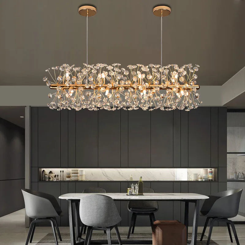 lustre led en cristal clair pissenlit pour hôtel belle déco