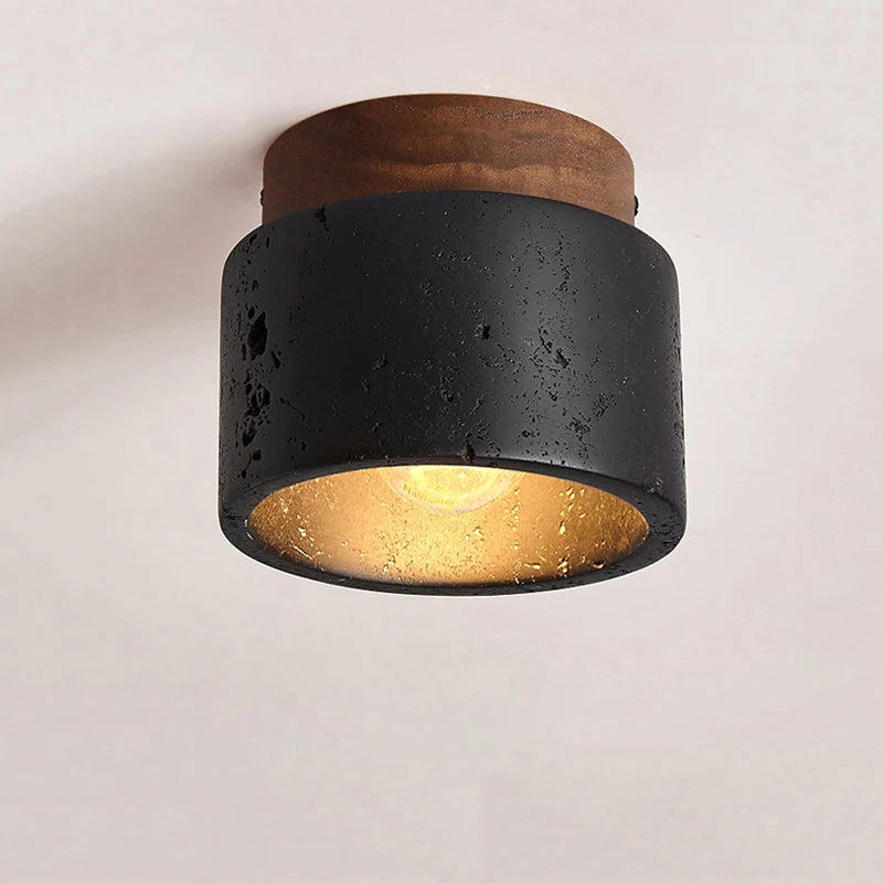 Nordique Wabi Sabi décoratif couloir balcon plafond marbre lumière japonaise salon chambre LED noir Applique plafonnier