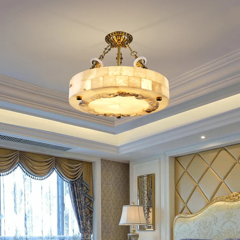Luxueux plafonnier en marbre naturel circulaire 30CM 40CM chambre salon salle à manger Grand luminaire suspendu luminaire suspendu