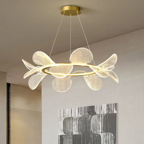 lustre led moderne en acrylique forme de fleur luxueux