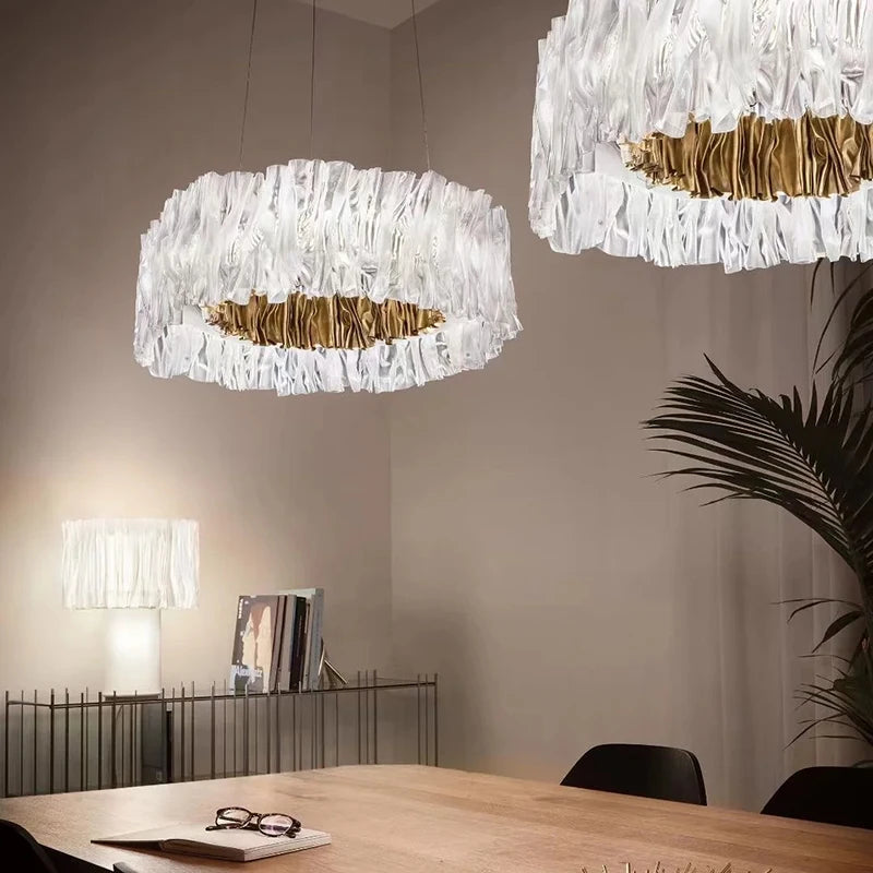 lustre nordique acrylique rond en acier inoxydable moderne