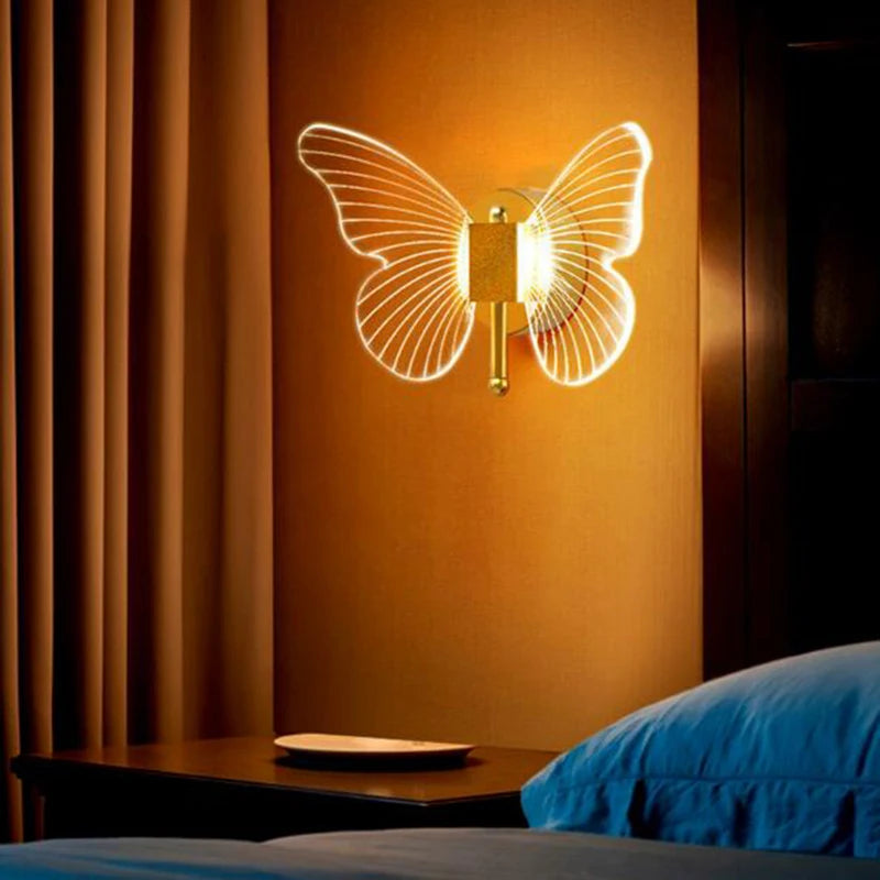 applique murale LED papillon intérieur nordique style cuivre