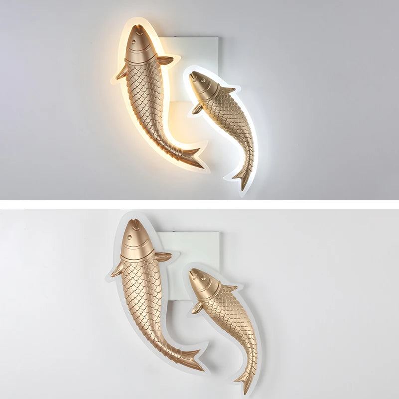 applique murale moderne led acrylique en forme de poisson décorative