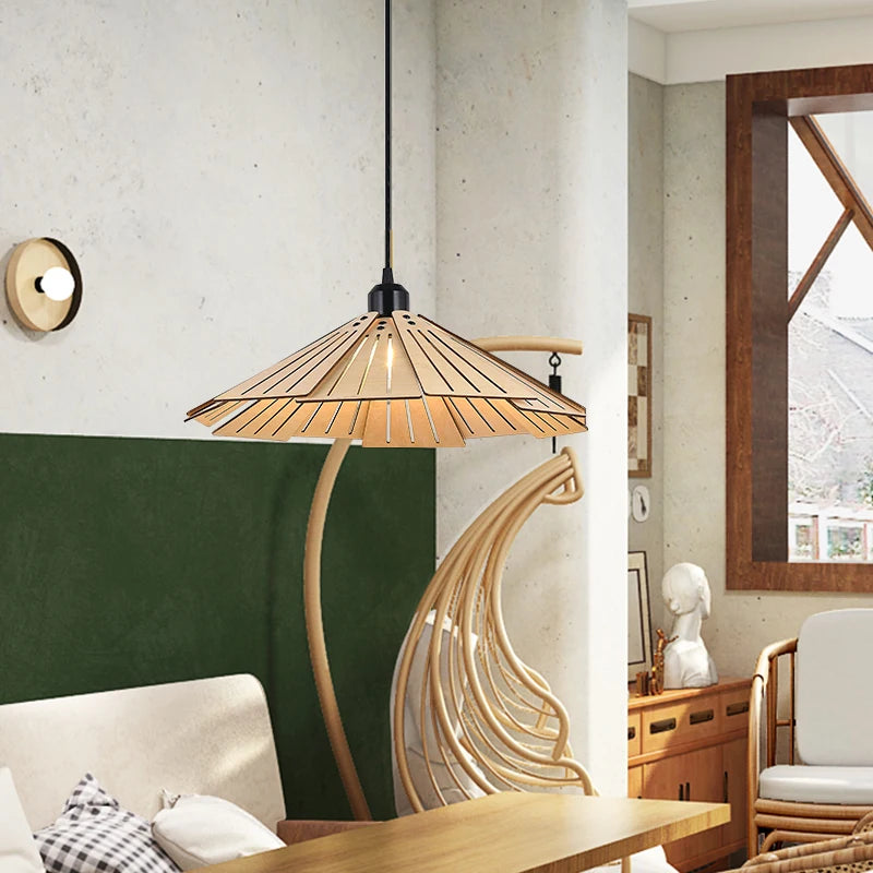suspension en bois rétractable à bascule luminaire décoratif d'intérieur