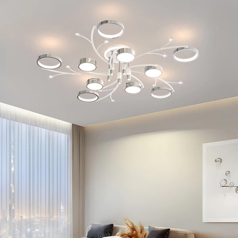 lustre led moderne design nordique chrome minimaliste