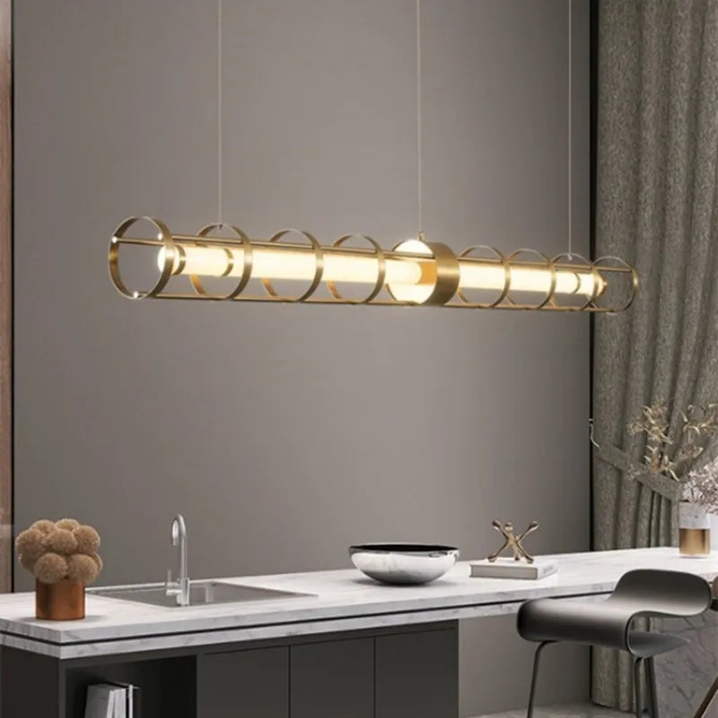 lustre moderne en acier inoxydable avec led et acrylique creux