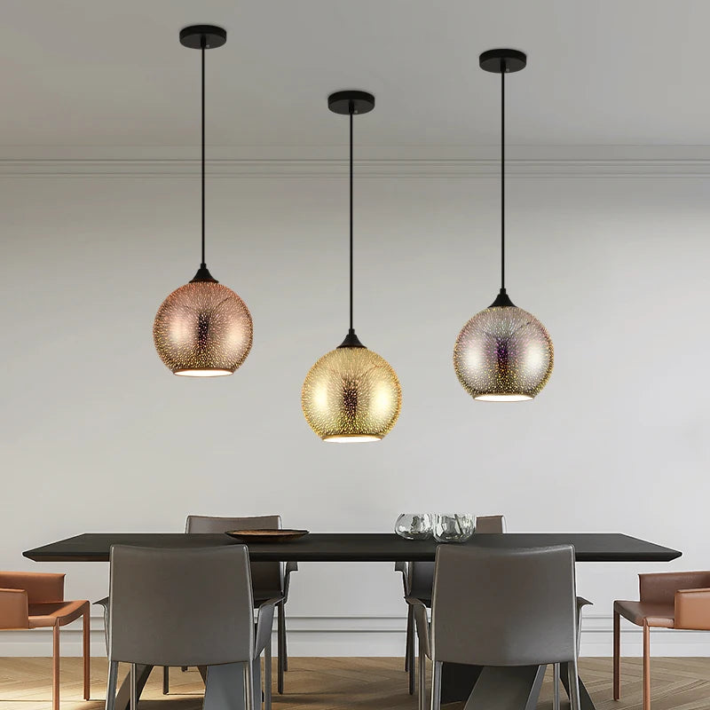 lustre 3d en verre effet feu d'artifice led pour restaurant