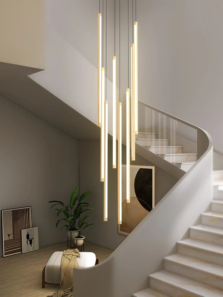 lustre nordique grain de bois duplex rotatif minimaliste led