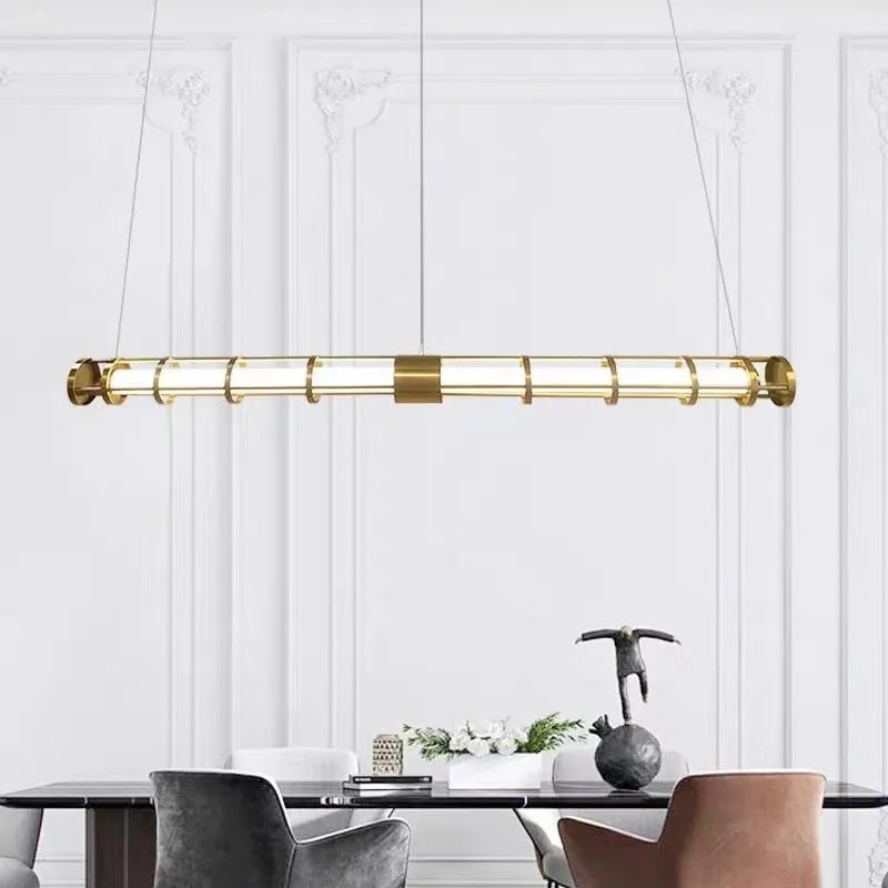 lustre moderne en acier inoxydable avec led et acrylique creux