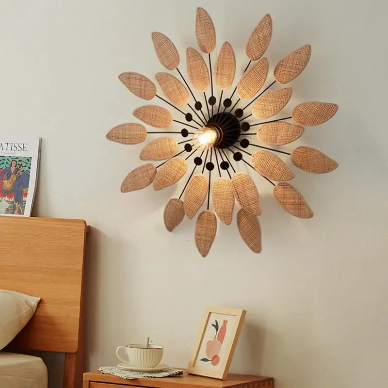 appliques murales en rotin wabi sabi pour intérieur et salon de thé