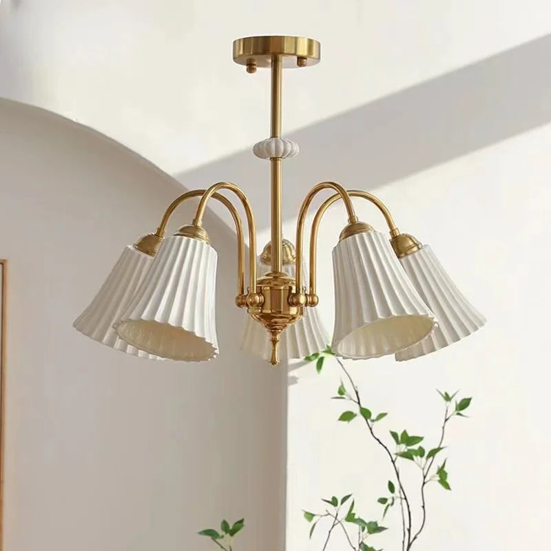 lustre rétro français en céramique et cuivre style américain design