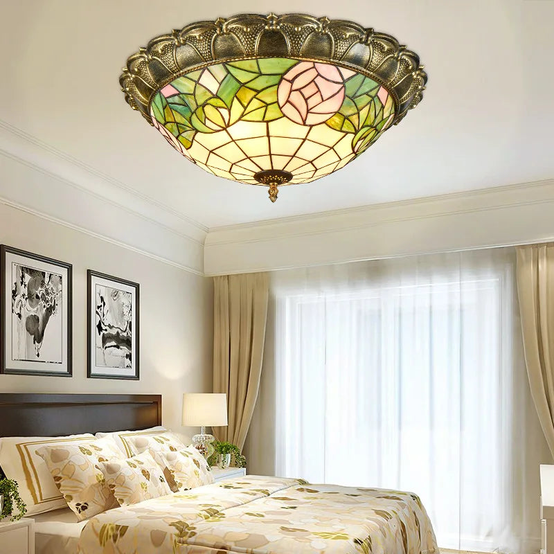plafonnier led vitrail classique pour éclairage intérieur décoratif