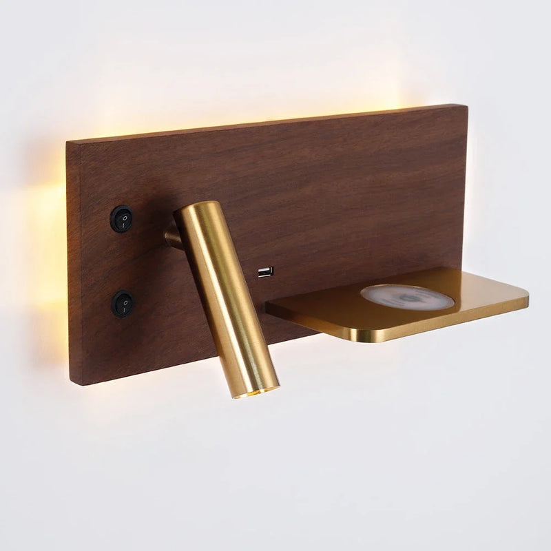 applique murale usb led sans fil luxe multi-fonction avec interrupteur