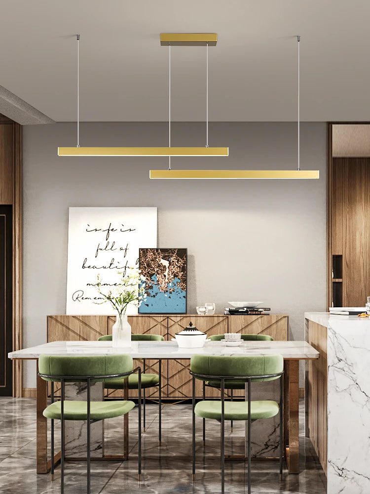 lustre moderne simple avec bande linéaire led pour restaurant