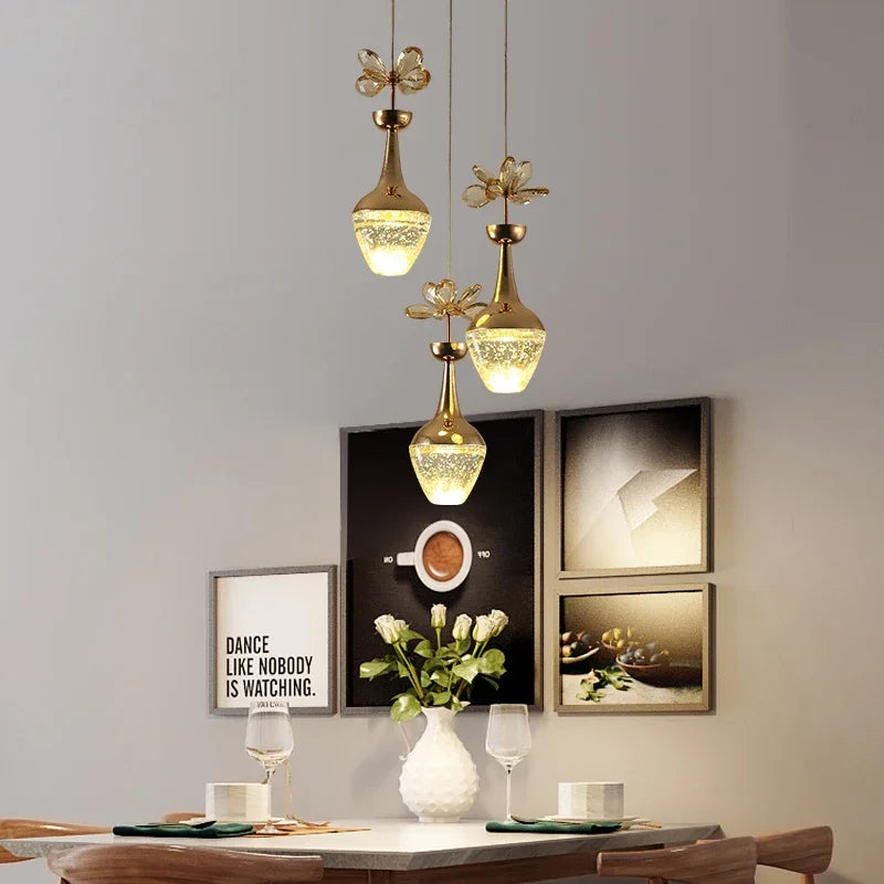 lustre de luxe en cristal avec led créatif minimaliste