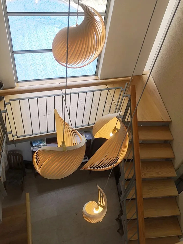 lustre nordique wabi sabi en bois design rétro décoratif