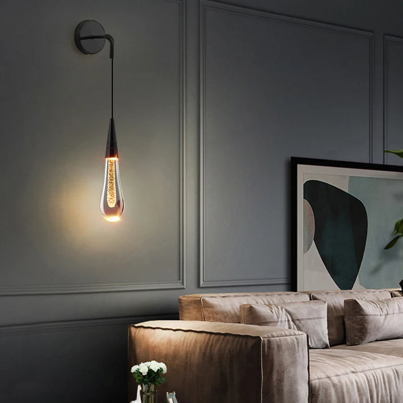 applique murale goutte d'eau avec interrupteur marche/arrêt led nuit