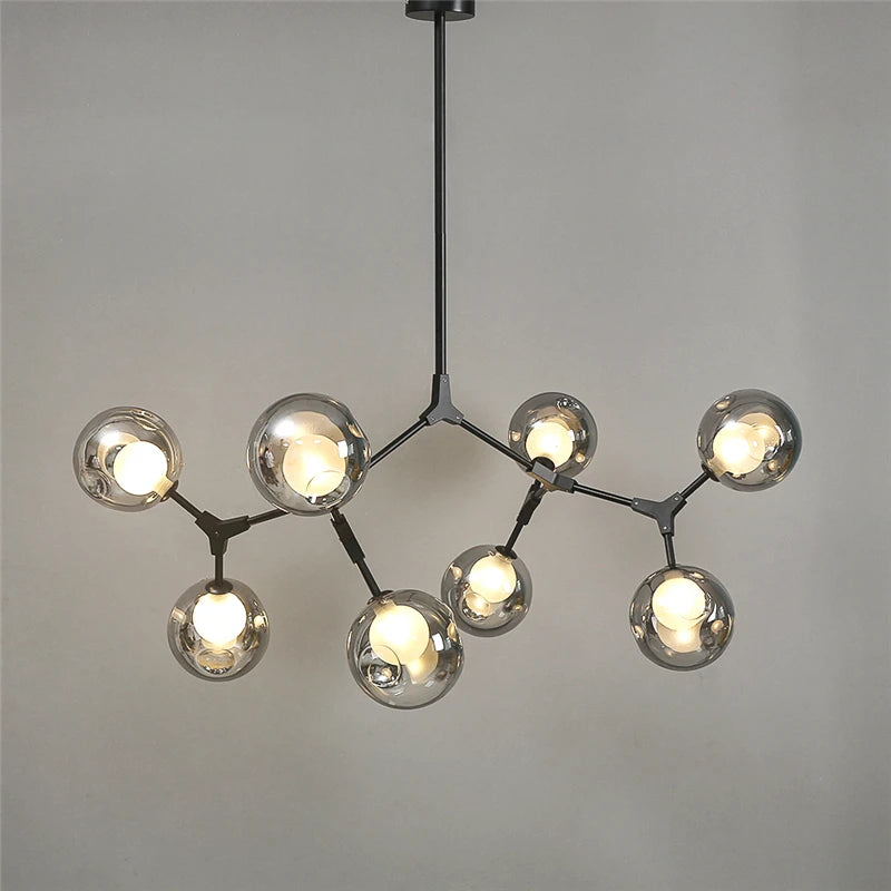 lustre nordique led créatif avec abat-jour multicolore en verre