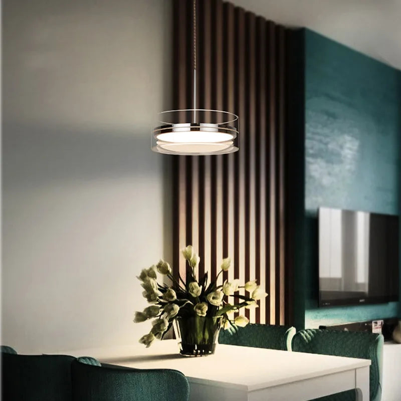 suspension led style avec cordon réglable acrylique rond