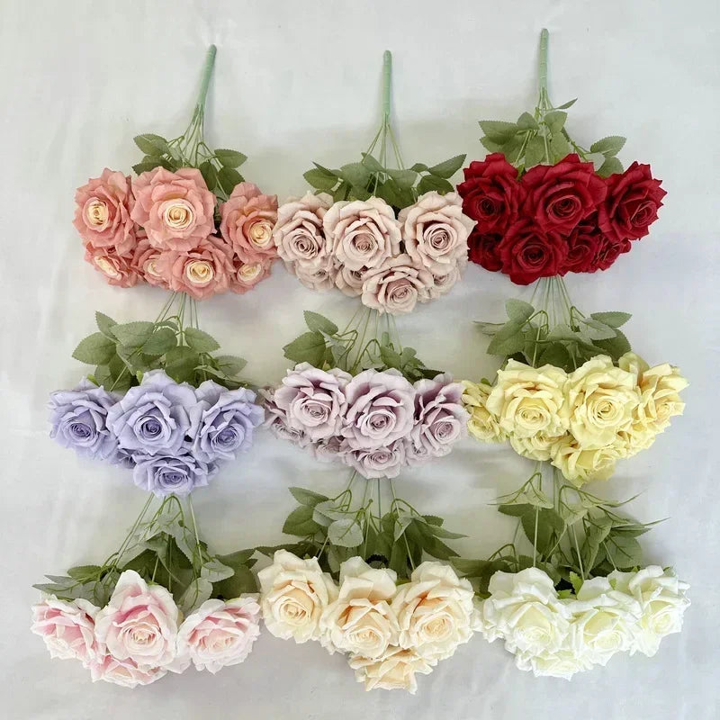 bouquet de roses artificielles en soie pour décoration festive