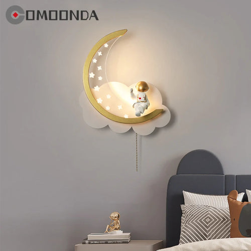 Applique murale moderne en forme de lune avec veilleuse led