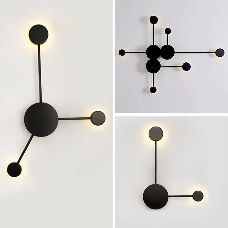 Modern Nordic Black Wall Lamp AC110V AC220V Bedroom Bedside Wall Sconce Light Art Decoration Fixtures Living Room Wall Lights