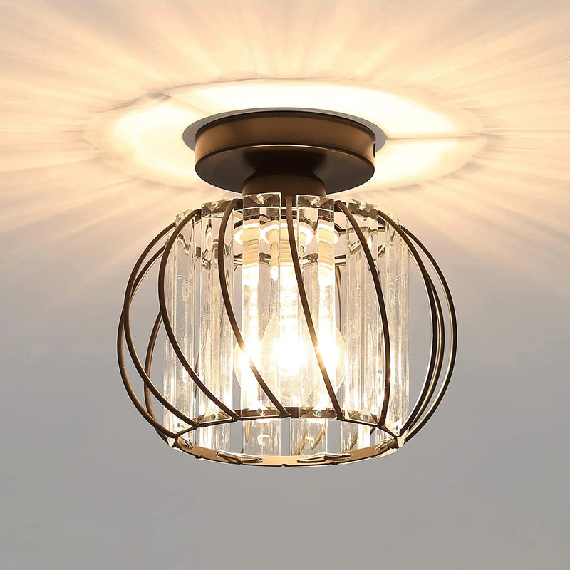 plafonnier moderne en cristal avec éclairage industriel led